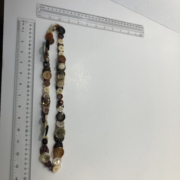 Vintage 26 Inch Brown Button Womens Beaded Necklace - Picture 3 of 5